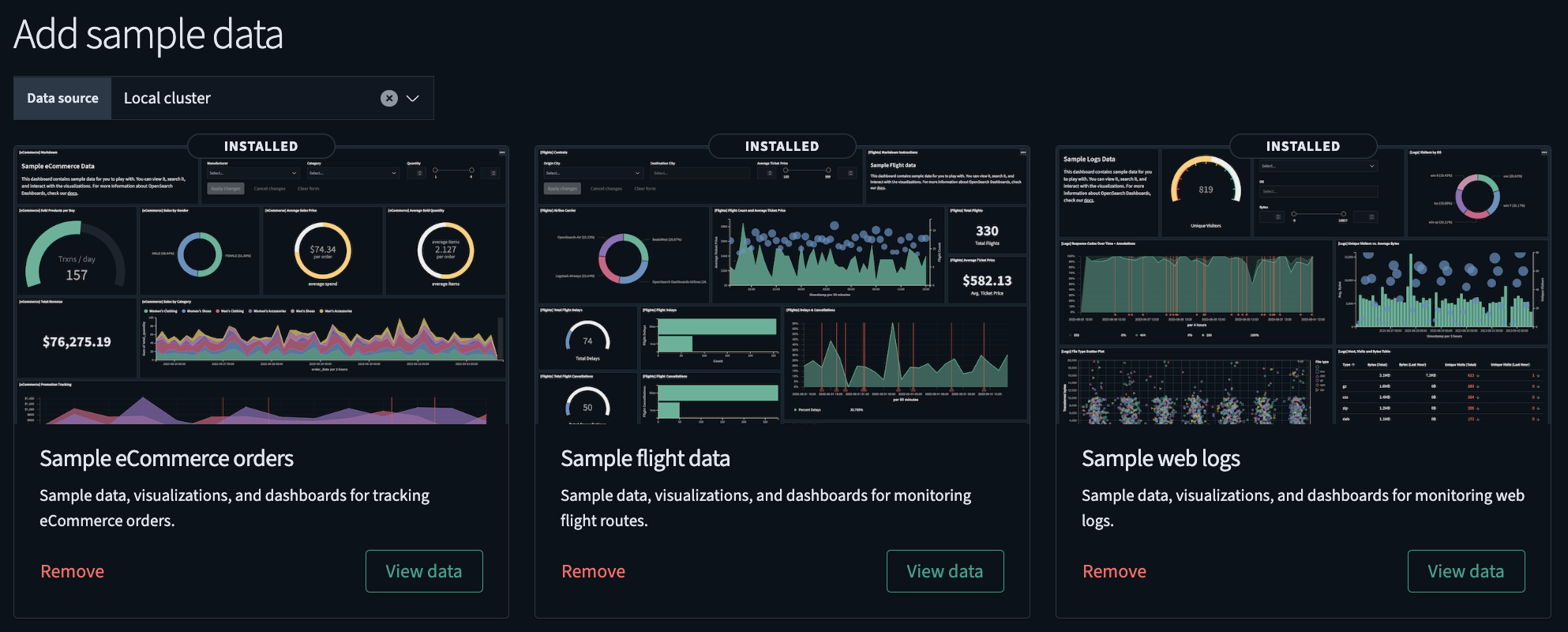 Adding sample data window