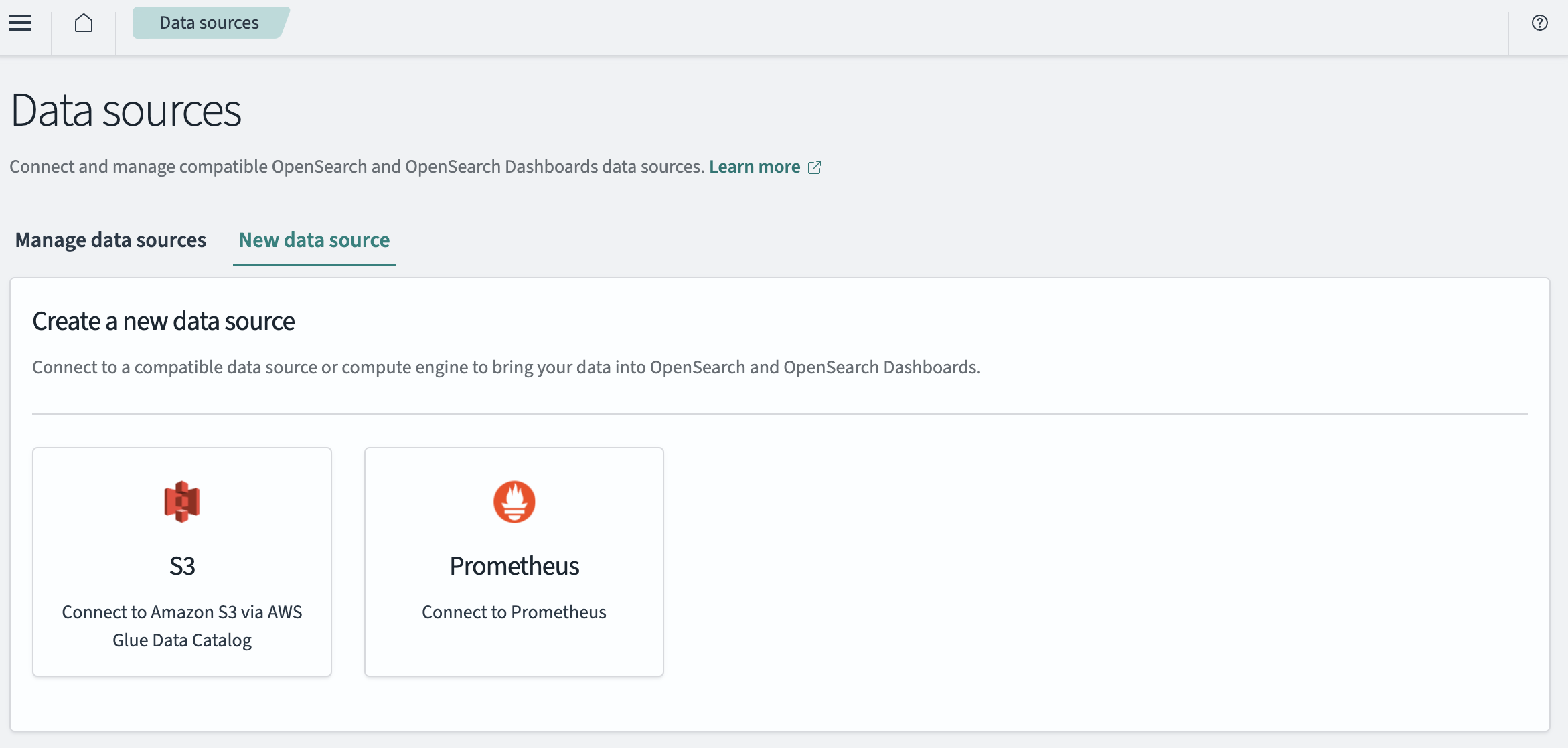 Amazon S3 data sources UI